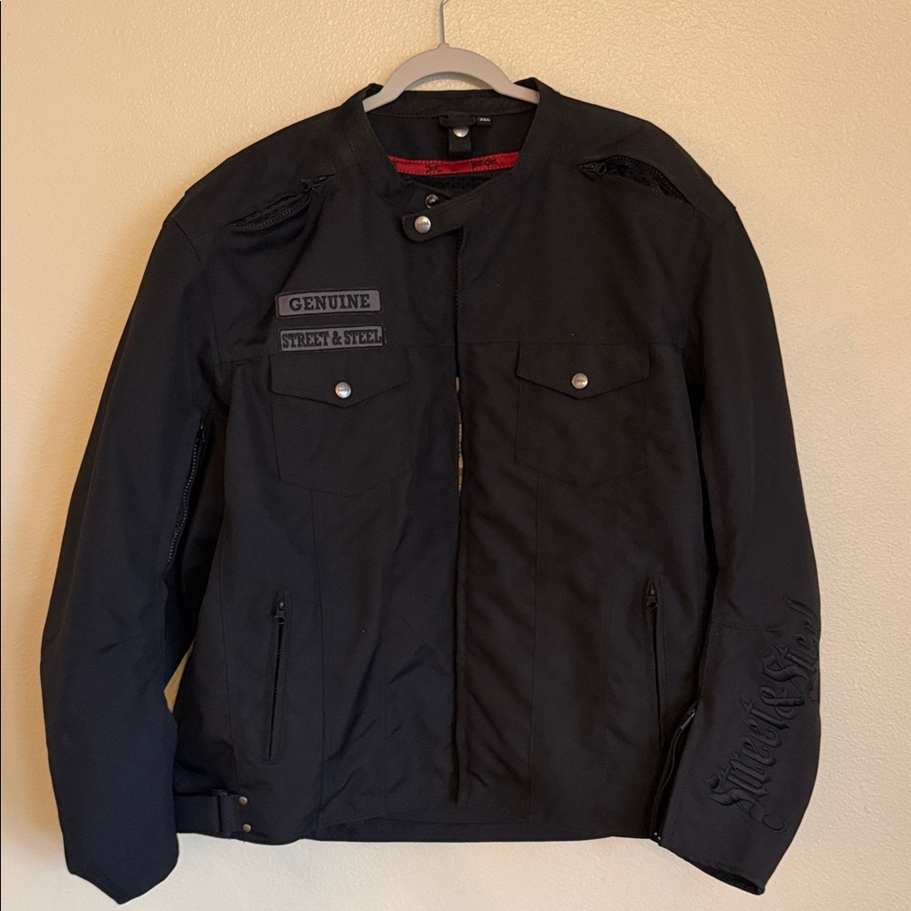 Street & Steel Armored Motorcycle Jacket Mens 3XL Black Heavyweight Canvas Biker
